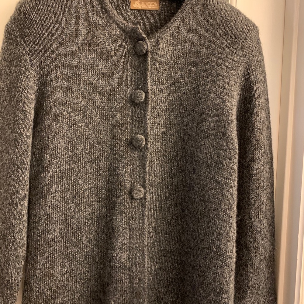 Luxurious long 100% alpaca knit sweater
